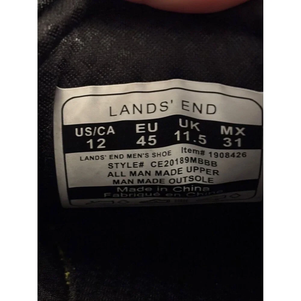 NIB New Lands’ End Black White Sport Oxford Size 12